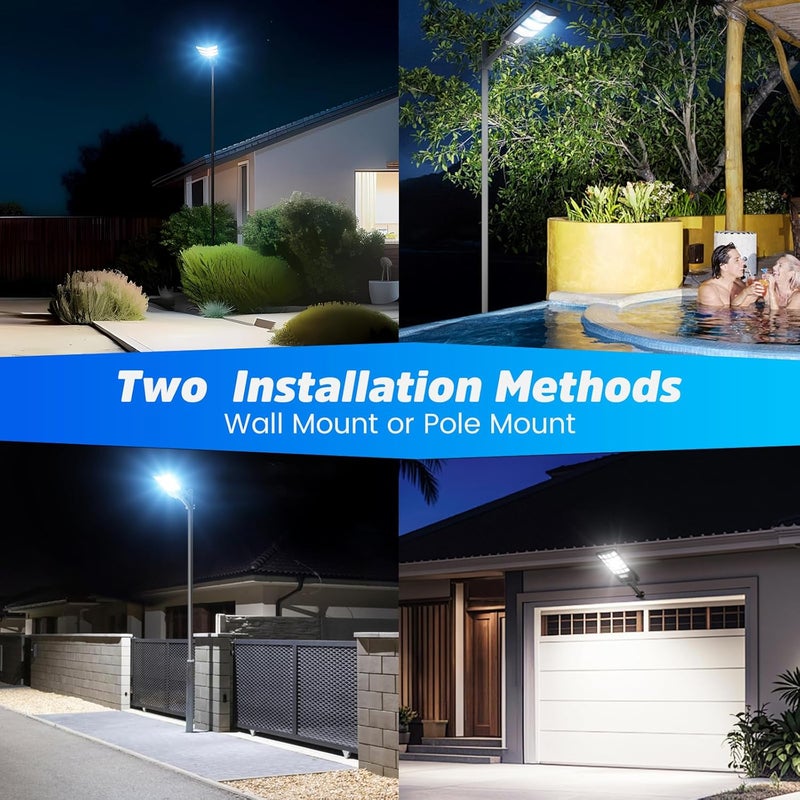 JWT 2 Pack Solar Street Lights Outdoor Waterproof - Solar Powered Flood Light with Motion Sensor & Remote Control 6500K 20000LM,Dusk to Dawn Commercial Solar Lights Outdoor for Parking Lot - Image 5